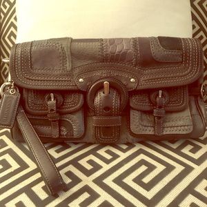 RARE Coach Multi Media Patchwork XL Clutch Gray